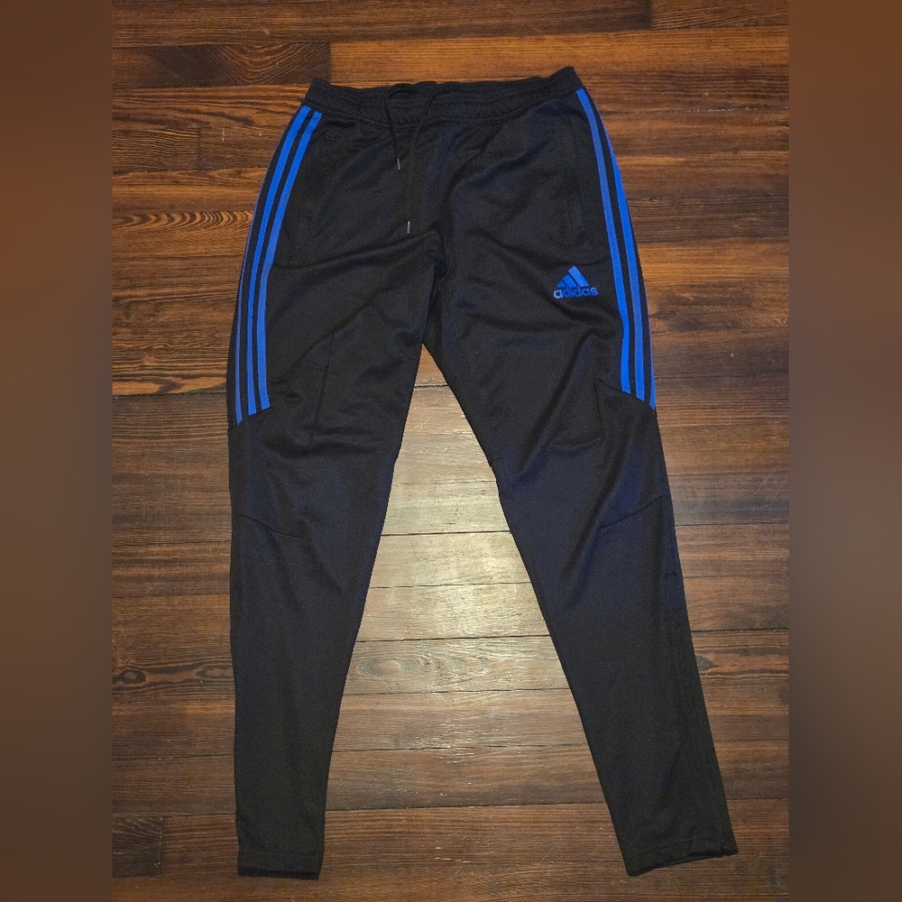 adidas Black Joggers with Blue Three-Stripes